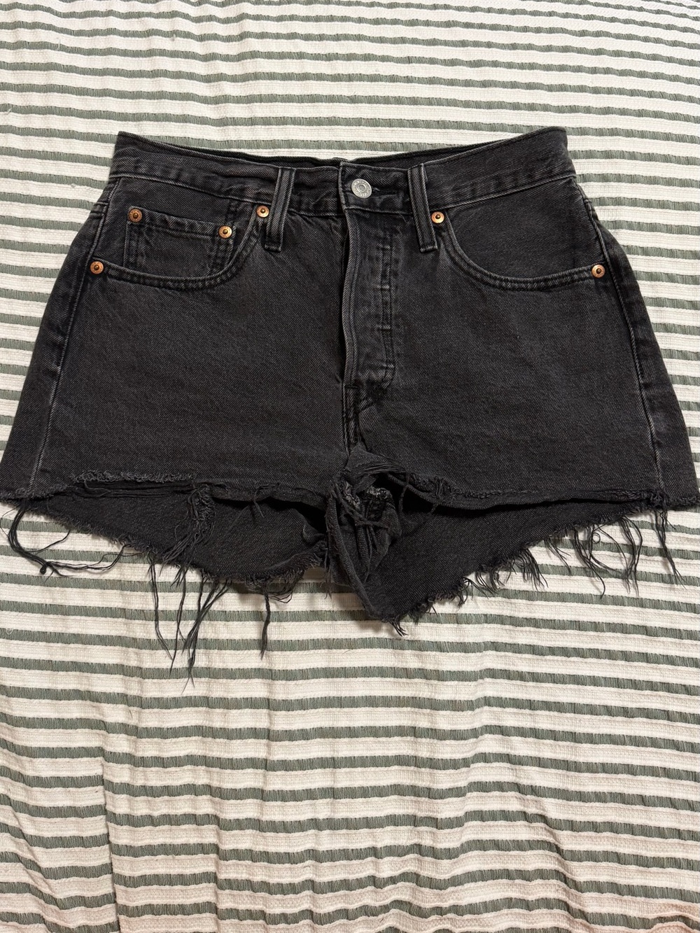 Levi's Black Distressed Cutoff Denim Shorts
